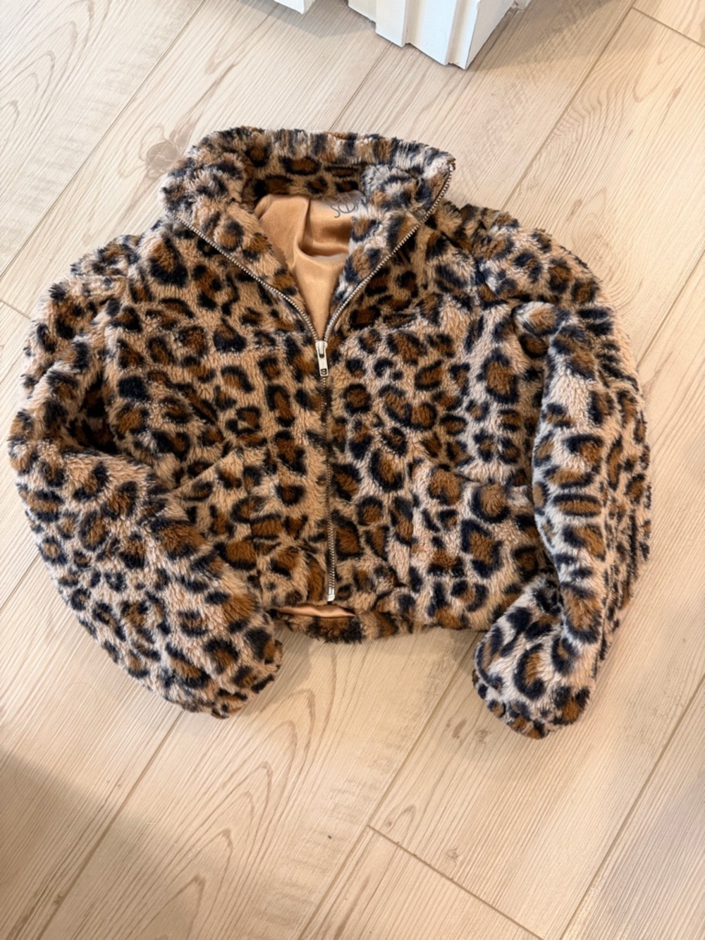 Chaser girls Leopard Print Faux Fur Jacket